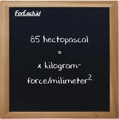 Example hectopascal to kilogram-force/milimeter<sup>2</sup> conversion (85 hPa to kgf/mm<sup>2</sup>)